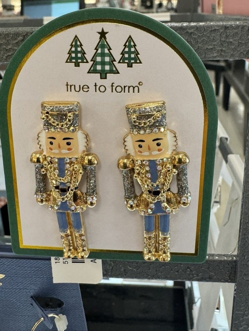 True to Form Gold & Blue Nutcracker Earrings